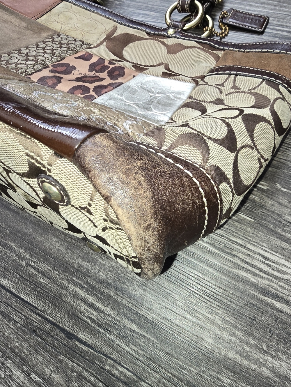 Coach Patchwork Purse Tote Cheetah Y2k Vintage - Picture 5 of 13